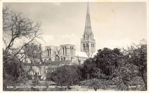 A241 England 1968 Crichester Cathedral from Palace Grounds Vintage Postkarte