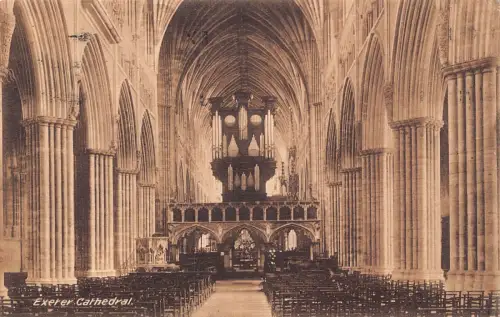 A241 England 1913 Exeter Cathedral Interior Vintage Postkarte
