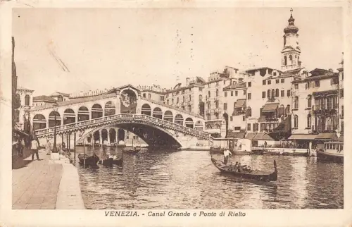 L073 Italien 1927 Venedig - Canal Grande e Ponte di Rialtobrücke, Bootspostkarte