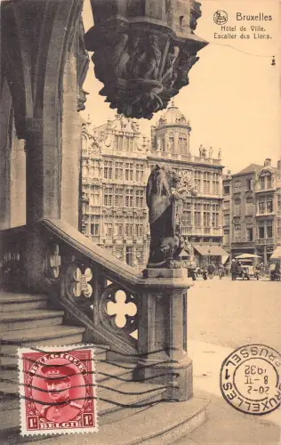L135 Belgien 1920 Brüssel L'Hotel de Ville Rathaus Treppe Vintage Postkarte
