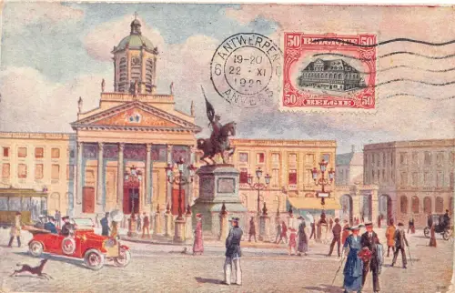 L134 Belgien 1920 Brüssel La Place Royale Schloss Auto Oldtimer Postkarte