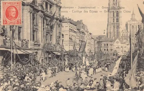 L134 Belgien 1925 Anvers Cortege des Bijoux Group de la Chine Vintage Postkarte