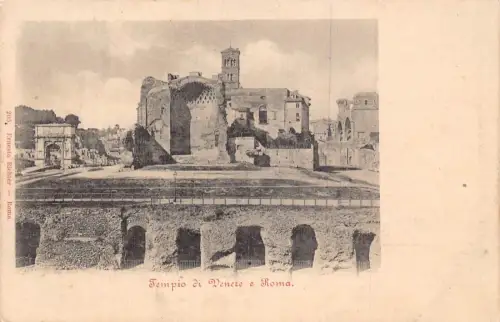 L073 Italien, Tempe di Venere e Roma - Venustempel und Rom Vintage Postkarte