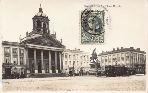 L133 Belgien 1932 Brüssel La Place Royale Palace Vintage Postkarte