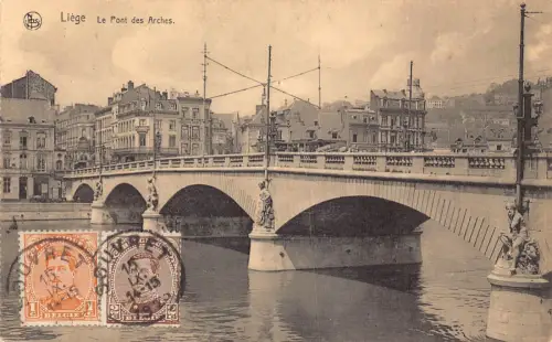 L133 Belgien 1923 Lüttich Du Pont des Arches Brücke Vintage Postkarte