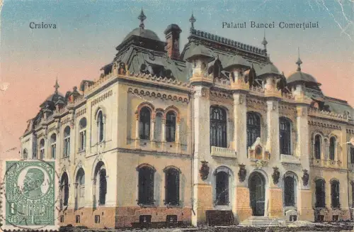 L313 Rumänien 1921 Craiova Handelsbank Palast Vintage Postkarte