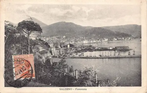 L139 Italien 1924 Salerno Panoramablick Meer Vintage Postkarte