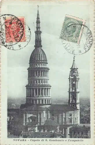 L140 Italien 1922 Novara Cupola di S Gaudenzio e Campanile Vintage Postkarte