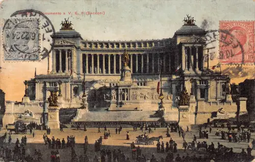 L140 Italien 1922 Rom Denkmal Vittorio Emanuel Kutschen animierte Postkarte