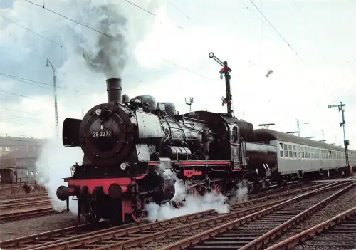 Transport DB Dampflok 1965 Verlassen des Bahnhofs Bamberg Postkarte