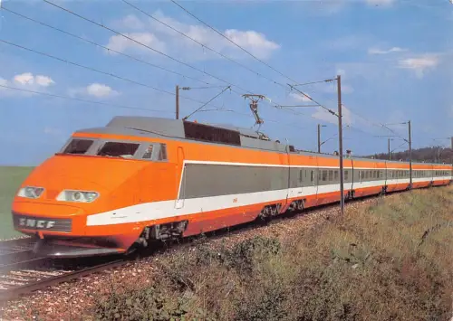 Transport Französischer Hochgeschwindigkeitszug auf Paris-Lyon Eisenbahn Vintage Postkarte