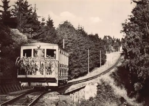 Zug Transport Fahrräder 1963 Eisenbahn Augustusburg Drahseitbahn Postkarte