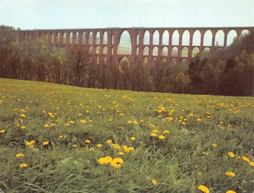 Deutschland Viadukt Transport Eisenbahn Brücke Goeltzschtalbrücke Vintage Postkarte