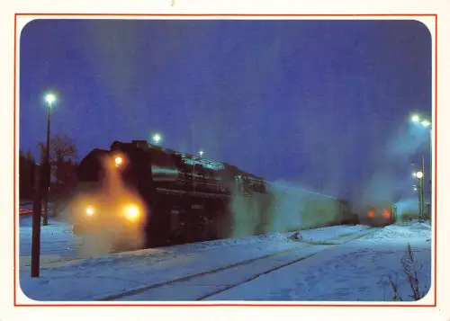 Transportzug bei Nacht im Bahnhof Weida Bahnhof Vintage Postkarte