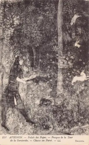C001 Frankreich, Avignon-Palais des Papes, Fresque Vintage Postkarte