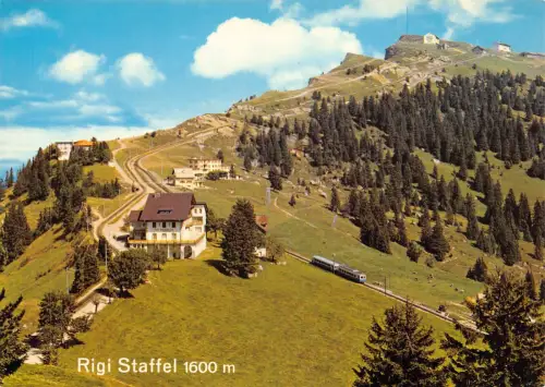 Schweiz Rigi Staffel 1600m Eisenbahn Zug Berg Vintage Postkarte