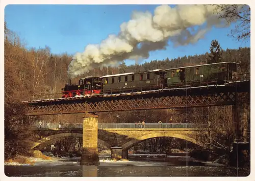Deutschland Sonderzug auf Zschopaubrücke im Wilischthal Brücke Dampfzug Postkarte