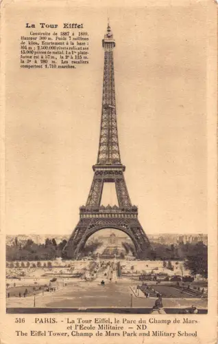 C002 Frankreich, Paris, Der Eiffelturm 1937 alte Postkarte