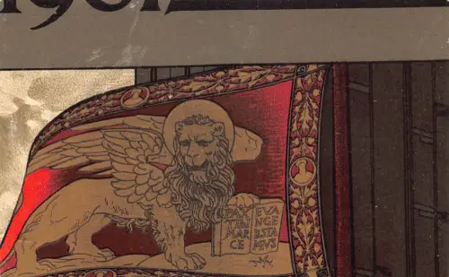 A866 Italien Löwe von Saint Mark Venedig Venezia Zitat von Carducci Vintage Postkarte