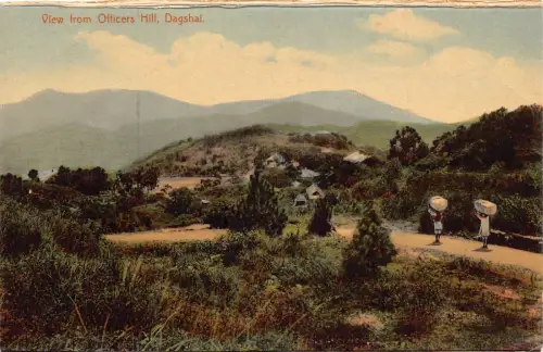 A867 Indien Blick vom Offiziersberg Dagshai Vintage Postkarte