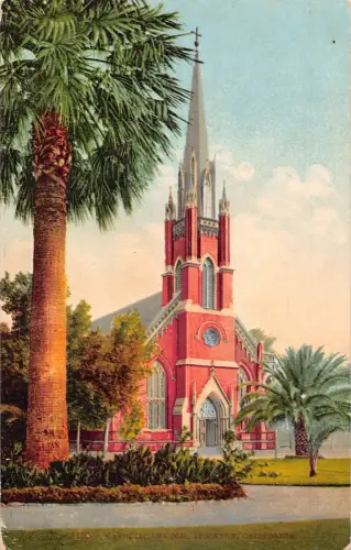 A867 USA Kalifornien Stockton Katholische Kirche Vintage Postkarte