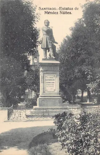 A867 Chile Santiago Estatua de Mendez Nunez Statue Vintage Postkarte