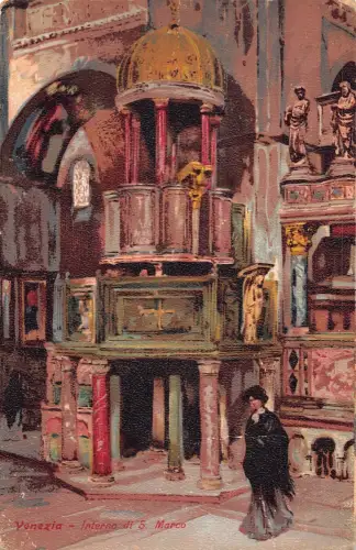 A867 Italien Venezia Venedig Interieur von S Marco Vintage Postkarte