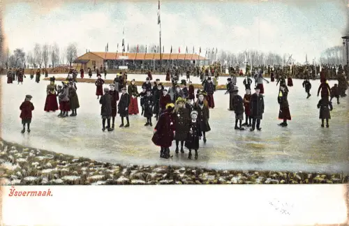 A867 Niederlande Ysvermaak Kinder Schlittschuhlaufen auf dem Eissee Postkarte