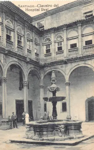 A867 Chile Santiago Claustro del Hospital Real Fountain Vintage Postkarte