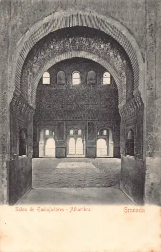 A869 Spanien Granada Salon de Embajardores Alhambra Vintage Postkarte