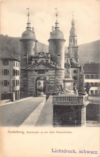 A867 Deutschland Heidelberg Brückentor an alte Neckarbrückebrücke AK