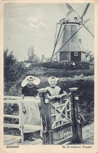 A867 Niederlande Zeeland de molen te Yerseke Ureinwohner Frauen Volk Windmühle Postkarte