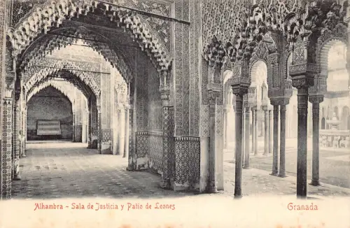 A868 Spanien Granada Alhambra Sala de Justicia y Patio de Leones Postkarte