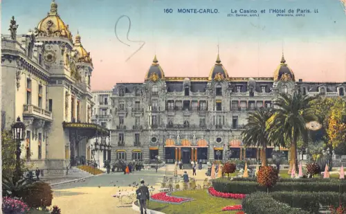 A870 Monaco Monte Carlo Casino und Hotel de Paris Vintage Postkarte