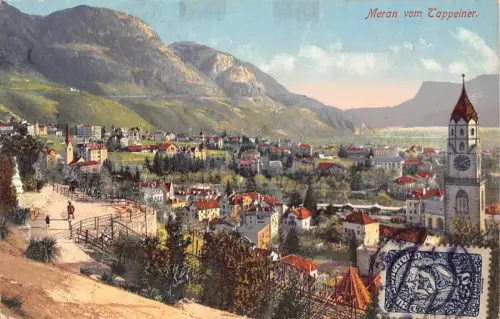 L139 Italien 1920 Meran vom Tappeiner Panoramablick Vintage Postkarte