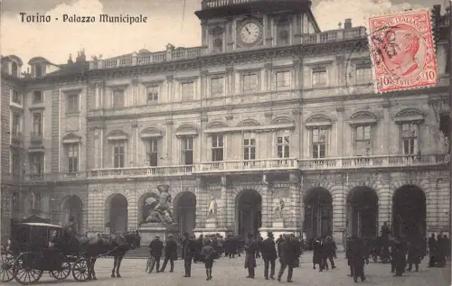 L140 Italien 1922 Turin Turin Palazzo Municipale Kutsche Vintage Postkarte