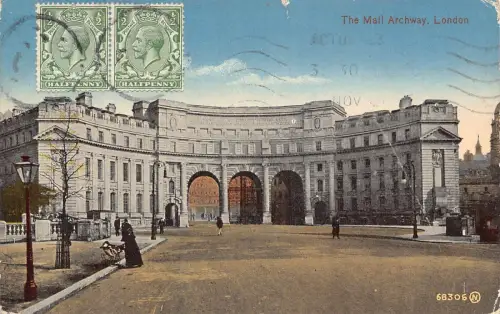 L138 Großbritannien 1921 The Mall Archway London Vintage Postkarte