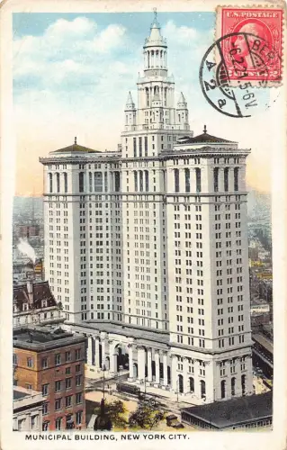 L137 USA 1921 Municipal Building New York City Vintage Postkarte