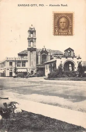 L137 USA 1931 Kansas City Montana Alameda Road Buildings Vintage Postkarte