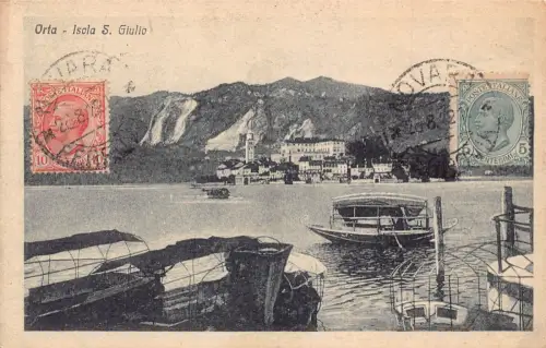 L139 Italien 1922 Orta Isola S Giulio Boote See Vintage Postkarte