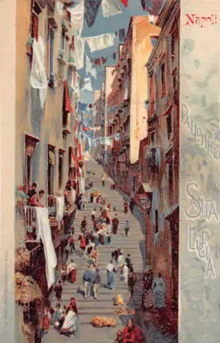 B149 Italien Napoli Neapel Pallonetto Santa Lucia Chromo Litho Vintage Postkarte