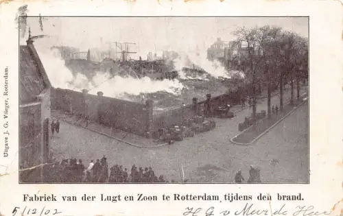 B139 Niederlande 1902 Fabriek van Lugt en Zoon Rotterdam Katastrophe Postkarte