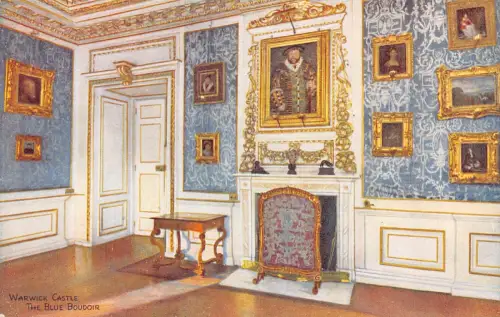 B142 England Warwick Castle The Blue Boudoir Vintage Postkarte
