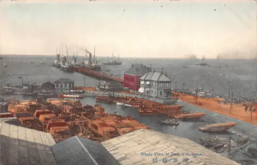 L549 Japan Yokohama Pier Schiffe Boote Vintage Postkarte