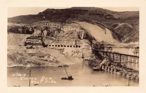 L549 US Washington Coulee Dam West Side Echtfoto Vintage Postkarte