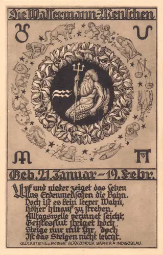 B153 Sternzeichen und Sage Wassermann Die Steinbock-Menschen Horoskop Postkarte