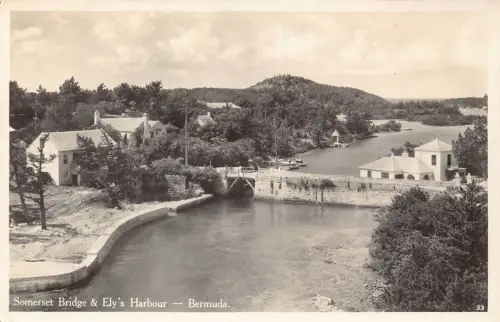 B160 Bermuda Somerset Brücke und Ely's Hafen RPPC Vintage Postkarte