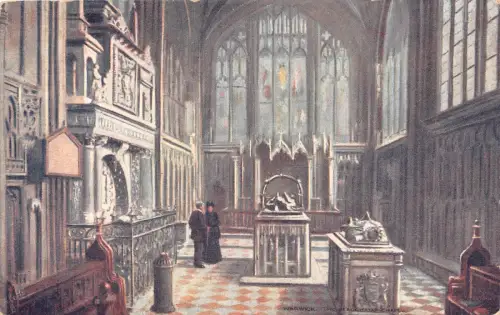 B141 England Warwick Chapel Interior Vintage Postkarte