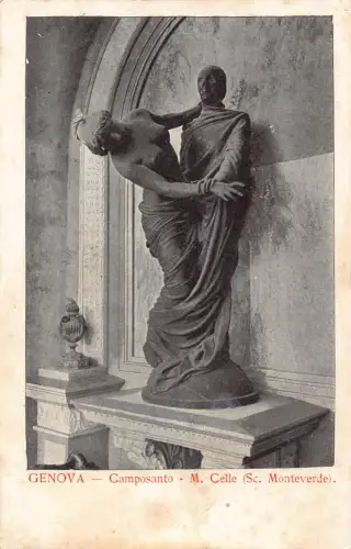B148 Fine Art Genua Genua Compasanto M Celle Paar Skulptur Postkarte