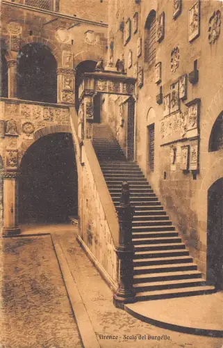 B146 Italien Firenze Florenz Scala del Bargello Treppe 1923 Vintage Postkarte